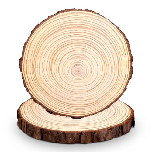 2 Stück Holzscheiben 30 cm, 28-30cm Runde Naturholz Baumscheiben,...