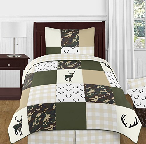 One-Day Sale: Up to 80% Off Sweet Jojo Designs Green and Beige Deer Buffalo Plaid Check Woodland Camo Boy Twin Kid Childrens Bedding Comforter Set - 4 Pieces - Rustic Camouflage 🔥 Hot Deals Sweet Jojo Designs Green and Beige Deer Buffalo Plaid Check Woodland Camo Boy Twin Kid Childrens Bedding Comforter Set - 4 Pieces - Rustic Camouflage