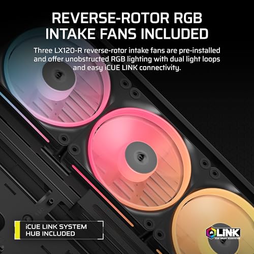 Image of CORSAIR Frame 4500X LX Reverse Fan RGB Link Mid-Tower PC Case - 3X Pre-Installed Fans, Panoramic Glass, InfiniRail Mounting System, Modular Customization, Spacious Interior, GPU Anti-Sag - Black