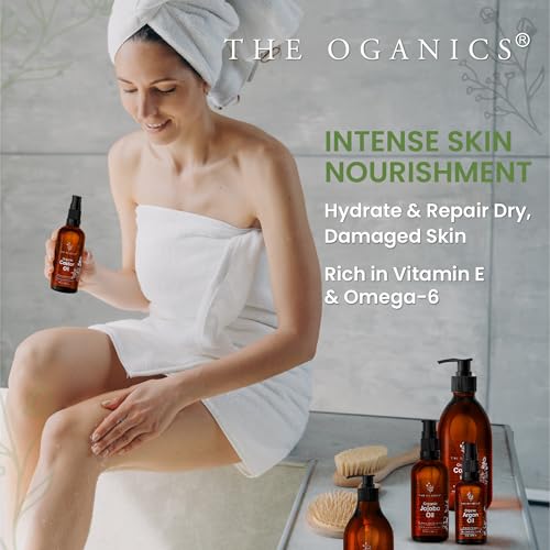 THE OGANICS® Castor Oil 100ml – Organic 100% Pure, Cold-Pressed, Natural – for Eyelashes, Eyebrows, Hair & Nails – Vegan, Cruelty-Free – Glass Bottle with Pipette + 2 Brow & Eyeliner Brushes