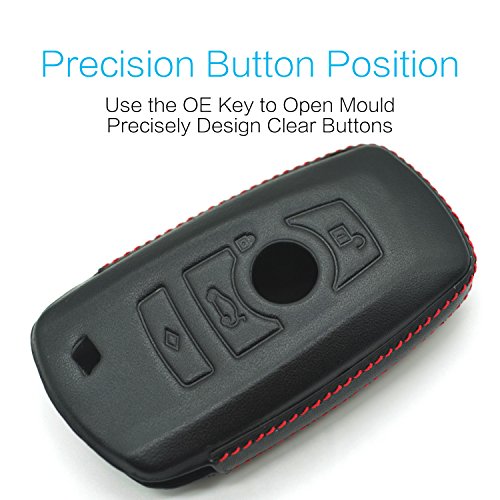 Mechcos Compatible With Fit For Bmw 3 5 7 Series M1 M2 M3 F05 F10 F20 F30 335 328 535 650 740 X1 X3 X4 X6,Etc Leather Keyless Entry Remote Control Smart Key Fob Cover Jacket Case Protector Shell #TOP1