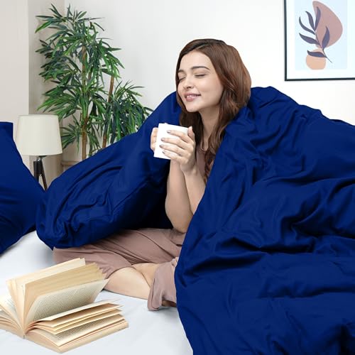Utopia Bedding Duvet Cover King Size - 3 Piece with Zipper Closure - 1 Comforter Cover 104X90 Inches & 2 Pillow Shams 20X36 Inches (Royal Blue) Comforter Not Included