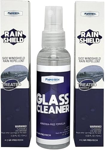 Nanotech Surface Solutions Kit de cuidado del parabrisas incluye repelente de lluvia para parabrisas (2 unidades), aumenta la visibilidad durante