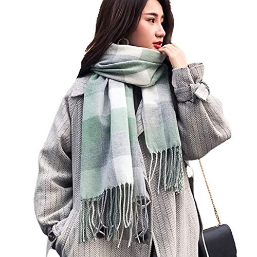 Tuopuda Damen Schal Kariert Pashmina XXL Stolen übergroßer Herbstschal Winterschal Karo Tartan Schultertuch Plaid Deckenschal Modeschal Weicher Warmer Oversized Fransen Poncho, M Cover