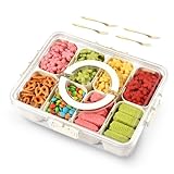joyddo Boite a The Compartiments, Snack Box Compartiment avec 8 Compartiments, Plateaux et Plateaux de Service Transparents,Plateau Repas Compartiment pour Légumes, Fruits, Snacks, Noix (standard)