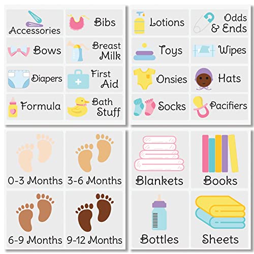 Image of mDesign Home Organization Labels, Preprinted Label Stickers for Nursery/Playroom Storage and Cleaning, Household Organizing for Jars, Canisters, Containers, Bins, or Boxes, 24 Count, Clear/Black/Image