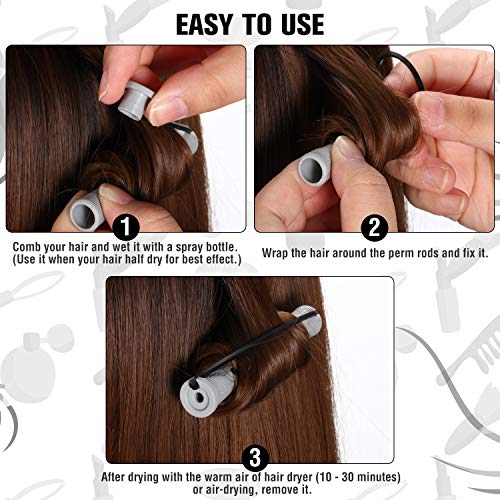 60 Pieces Perm Rods For Long Hair Plastic Perm Curl Rods Cold Wave Rods Hair Curling Roller Hair Styling Hairdressing Tools (0.59 Inch, Gray) #TOP3