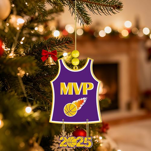 Image of Basketball Jersey Christmas Ornament 2025, Personalized Wooden Basketbll Ornament Hanging Decoration for Window, Fireplace, Eaves, Holiday Party Tree Decor, Gift for Basketball Fan, Team Player, Coach