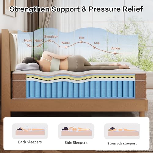 Image of King Mattress, Medium Firm Memory Foam Bed Mattress, Fiberglass Free, CertiPUR-US Certified Safe Materials, Foam and Spring, King Size Mattress in a Box, (12 in King)