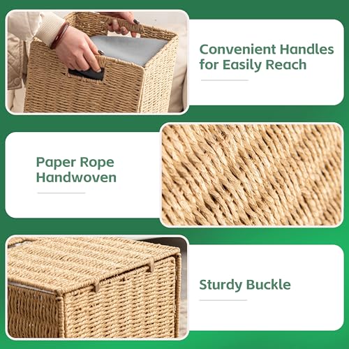 13x13x13-Storage-Cube-Bins-Set-of-4-Paper-Rope-Hand-Woven-Storage-Basket-with-Handles-Collapsible-Square-Storage-Cubes-for-Shelves-Wicker-Shelf-Baskets-for-Living-Room-Bedroom-Organizing-Natural
