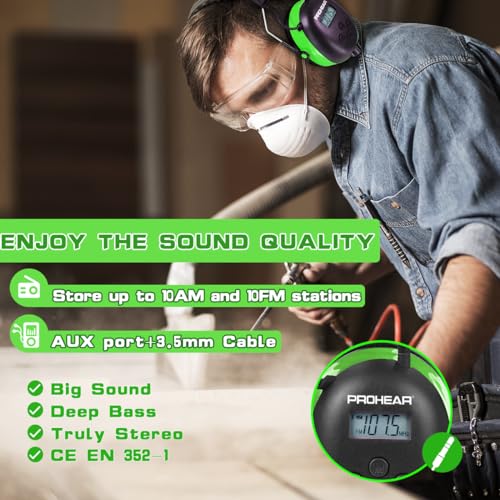 image for PROHEAR 027 AM FM Radio Headphones with Digital Display, 25dB NRR, Saf