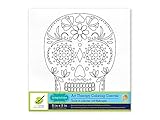 Living in Color Art Therapy Stretch Artist Canvas  Primed, 8in x 8in, Color your own beautiful design on Canvas, Sugar Skull