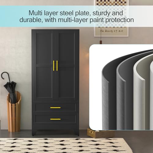 image for erosoei Metal Armoire Wardrobe Closet, 71 