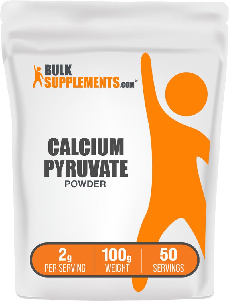 BulkSupplements.com Calcium Pyruvate Powder - Calcium Supplement, Pyruvate Supplement - Unflavored & Gluten Free, 2g per Serving, 100g (3.5 oz) (Pack of 1) 3.5 Ounce (Pack of 1)