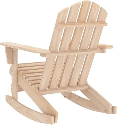 Miniatura 5 de Garden Adirondack Rocking Chair, Brown Solid Fir Wood, Weather-Resistant Outdoor Patio Seating, Comfortable Lawn Chair for Porch Deck Lawn Chair