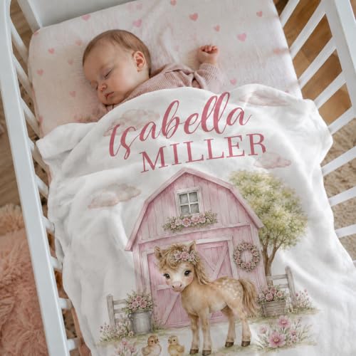 Image of Personalized Baby Blanket for Girls, Custom Nursery Blanket with Name, 30 x 40 Inch Soft Minky Blanket for Baby Toddlers, Newborn Print 14