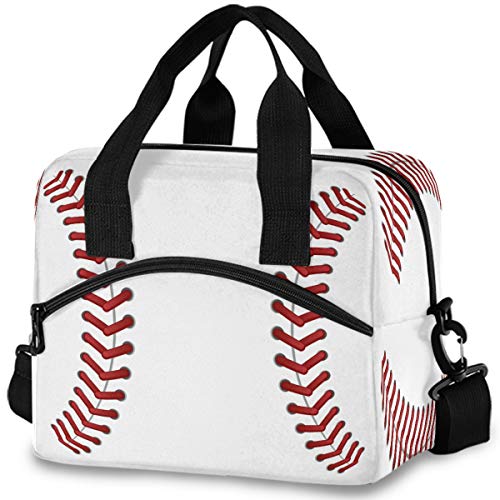 Oarencol Sport Baseball Print Pattern Insulated Lunch Tote
