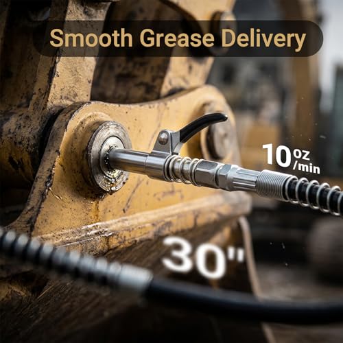 Image of Cordless Grease Gun Compatible with DeWalt 20V Battery(Tool Only), Battery Powered, 10,000 PSI Brushless Motor, 5-Speed Variable Flow, 14 oz Grease Cartridge, 30 inch Flexible Hose, Low Voltage Protection