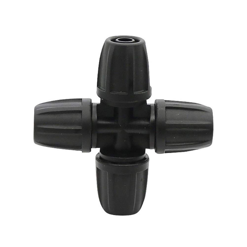 Connettore del Tubo Flessibile 3/8 di Pollice a 4 Vie Connettore del Tubo Flessibile con la Serratura Dado Agricoltura Serra Irrigazione a Goccia Decorazione di Giardini Accessori 50 Pz