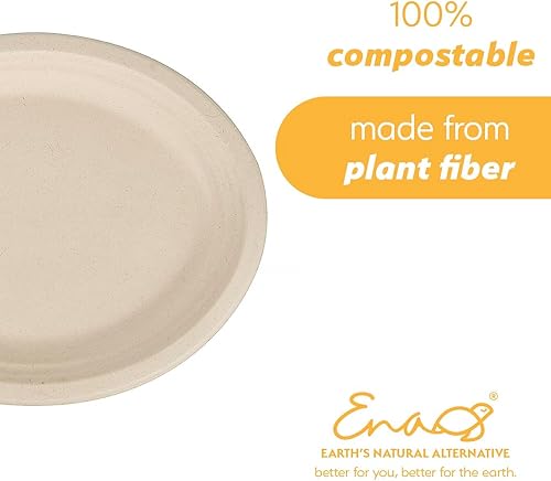Miniatura 3 de Platos de papel desechables 100 % compostables a granel [12.5 pulgadas ovaladas paquete de 50], platos de bambú, ecológicos, biodegradables,