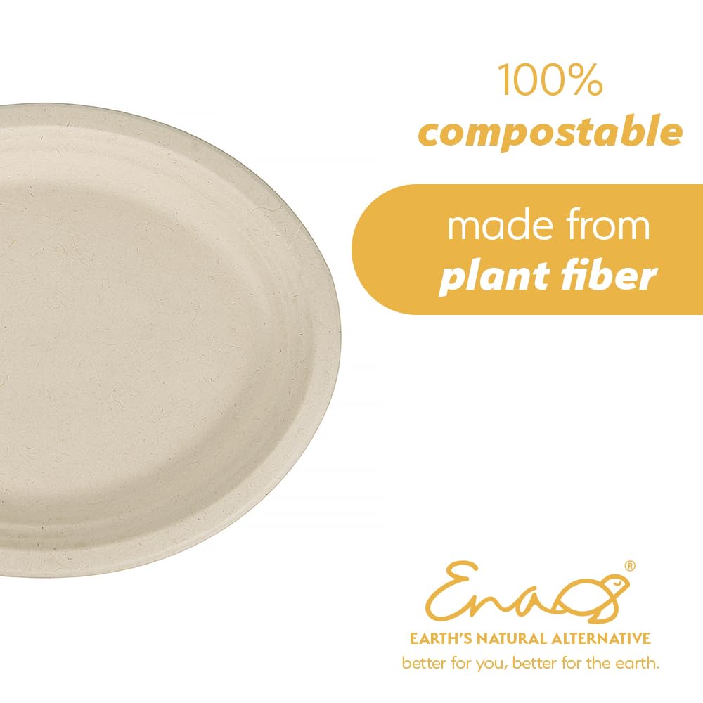 Platos de papel desechables 100% compostables a granel [Paquete de 50 unidades ovaladas de 12.5 pulgadas], platos de bambú, ecológicos, biodegradables, resistentes, platos grandes para cena