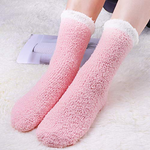Free Yoka Fuzzy Slipper Socks For Women Fluffy Warm Non Slip Cozy Socks With Grips Winter Girls Soft Socks 5 Pairs #TOP1