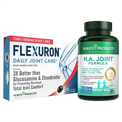 Purity Products Flexuron Joint Formula + H.a. Joint Flexuron (Krill Oil, Low Molecular Weight Hyaluronic Acid, Astaxanthin) - Ha Joint (Biocell Collagen, Boswellia Serrata, Quercetin, H.a. + More) #TOP13