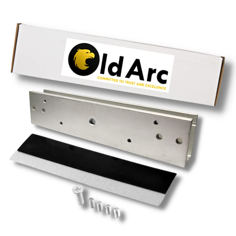 OldArc U Bracket EM Lock for Frameless Glass Door,Suitable for in/Out Swing Door,for 600lbs EM Lock, Silver Polished Finish, Aluminum Alloy U Bracket for Home/Office/Factory/School, Access Control