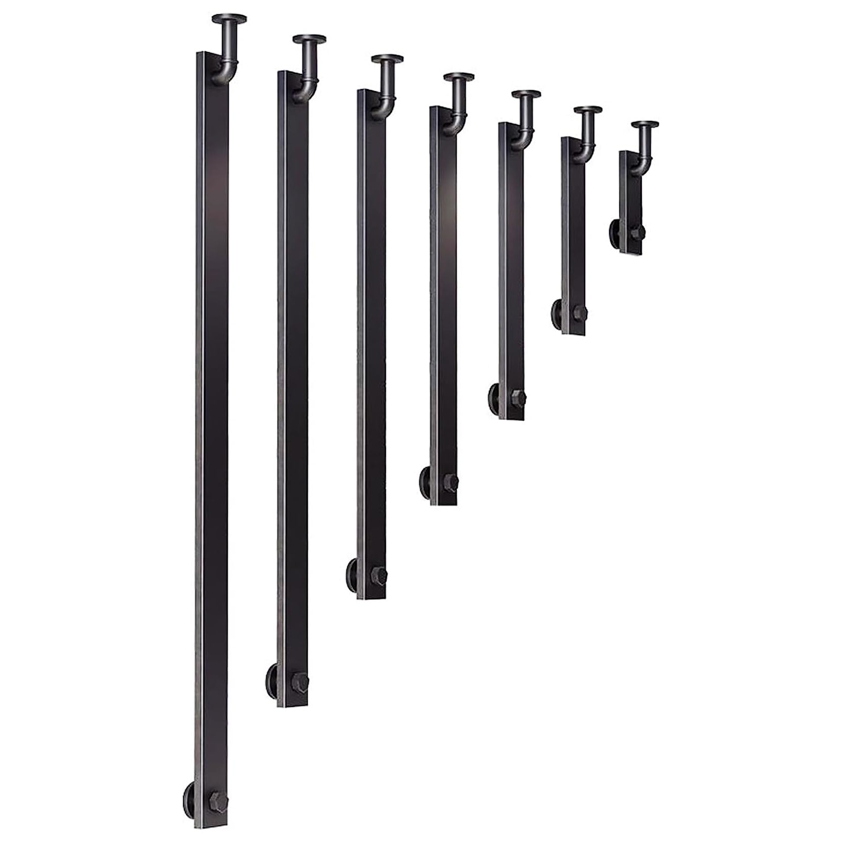 GLDYTVF Matte Black Wrought Iron Stairs Handrail,Wall Mounted Metal Baluster,L-Shaped Side Mount Hand Rail with Brackets,Indoor Safety Non-Slip Support Railing(Size:75cm/29.5inch)