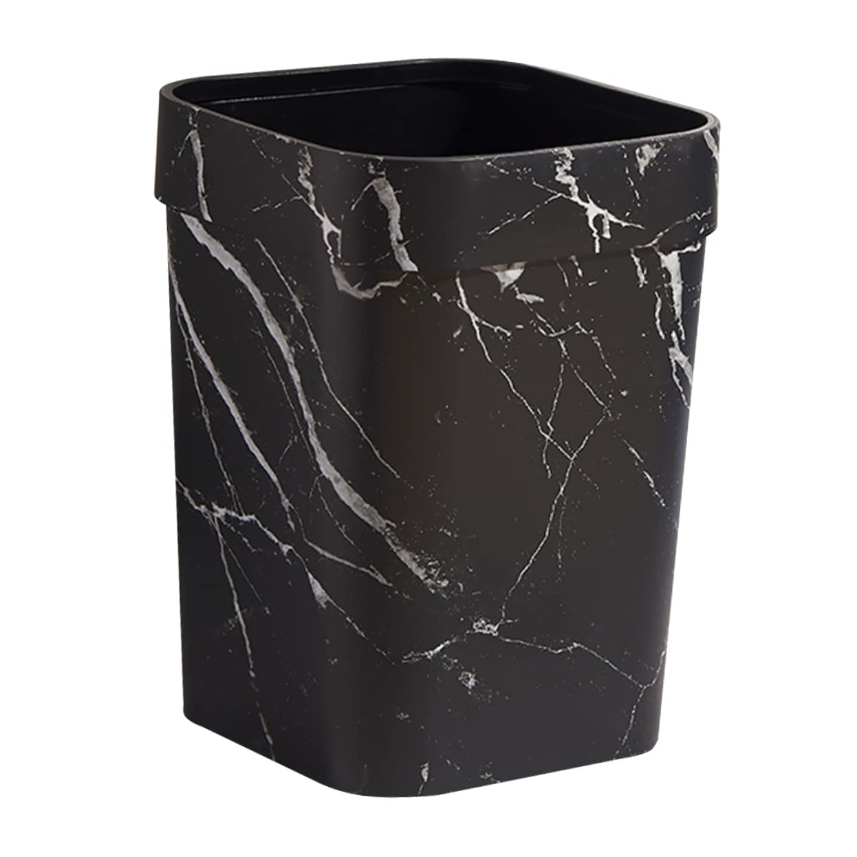 1 PCS Bathroom Trash Can Square Marble Wastebasket Plastic Small Garbage Bin Lidless Waste Container with Non_Slip Base for Home Kitchen Bedroom Office Dorm Under Sink Cabinet Organization