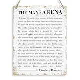 Motivational Wood Wall Art Inspirational The Man in The Arena Theodore Roosevelt Quote Hanging Sign Speech Quotes Plaque Signs Farmhouse Home Office Wall Decor Gift for Men 8x10 Inches