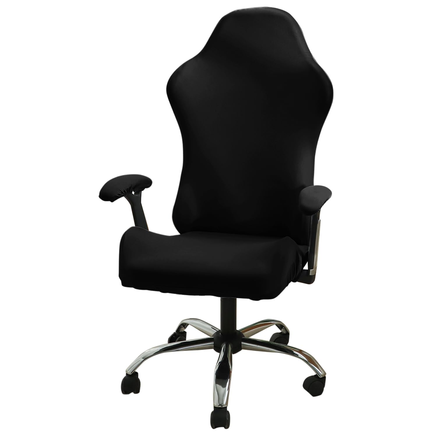 HOKIPO 'SereneSolids' 140 GSM Gaming Chair Cover Stretchable Computer Rotating Chair Seat Covers Slipcover, Black (NEW-AR-5370-BLK)