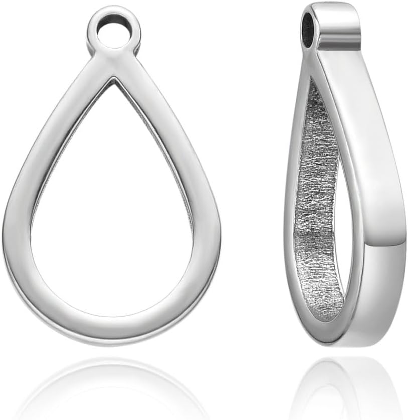 5pcs Adabele 304 Grade Stainless Steel Surgical Sturdy Open Back 20mm Teardrop Shape Bezel Mold Blanks Tray Settings for Resin Cabochon Photo Jewelry Making SJF30-1