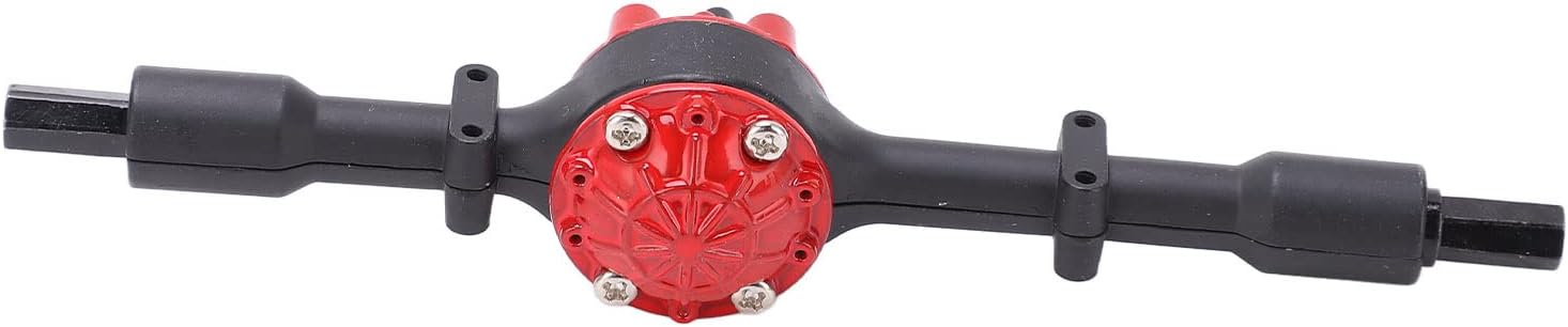 Dilwe RC Truck Rear Axle, High Strength RC Metal Rear Bridge Axle Upgrade Replacement Parts for WPL D12 RC Car RC Accessories(Black red)