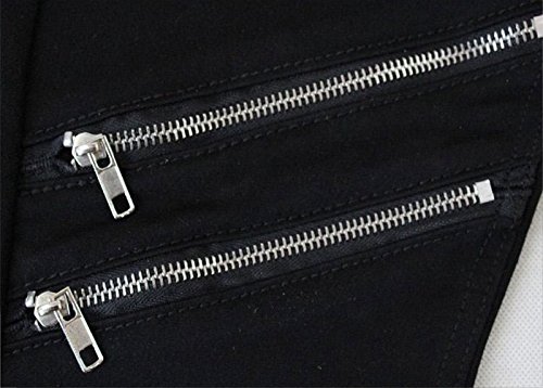 Casual Mens Punk Skinny Black Denim Jeans Trousers with Zippers4