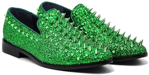 Image of SPK16 Men's Vintage Spike Dress Loafers Slip On Fashion Shoes Classic Tuxedo Dress Shoes
