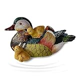 人工樹脂オシドリ置物狩猟デコイプール池の装飾中庭の装飾品アヒルの像彫刻 (Color : Mother Babies)