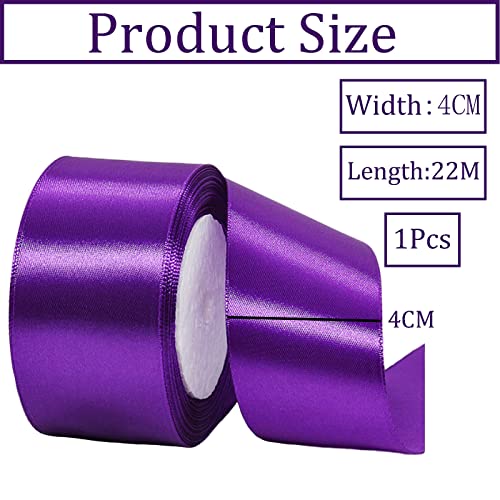 40mm Wide Thick Purple Ribbon for Gift Wrapping,22m 1.5Inch Large Fabric Satin Ribbon Purple Bow for Gift Wrapping,Ribbons for Crafting,Hair,Bouquets,Wedding,Car,Presents,Cake,Christmas Decorations - Image 2