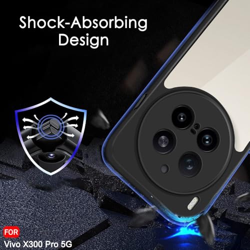 Image of TheGiftKart Hybrid Shockproof Back Cover Case for Vivo X300 Pro 5G | Camera Protection Module | Hard Back Cover for Vivo X300 Pro 5G (PC & TPU, Transparent Clear Back, Black Sides)