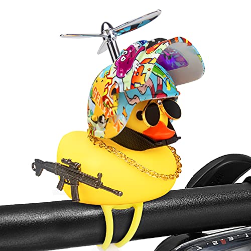 Image of wonuu Rubber Duck Car Ornaments, Squeeze Duck Dashboard Decorations Bicycle Decor for Cycling Motorcycle & Bicycle Accessories Decorations (Underwater World-L&G)