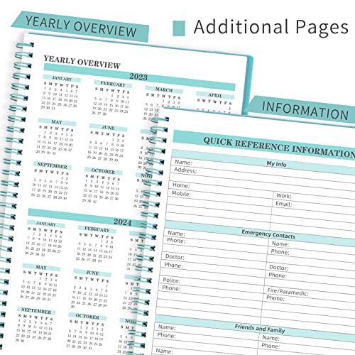 Daily Planner Undated, To Do List Notebook Appointment Planner With Hourly Schedules Calendars Meal, Spiral Today Planner Work Organizer With Pocket, Elastic Closure, 7.3" X 10.2", Teal #TOP3