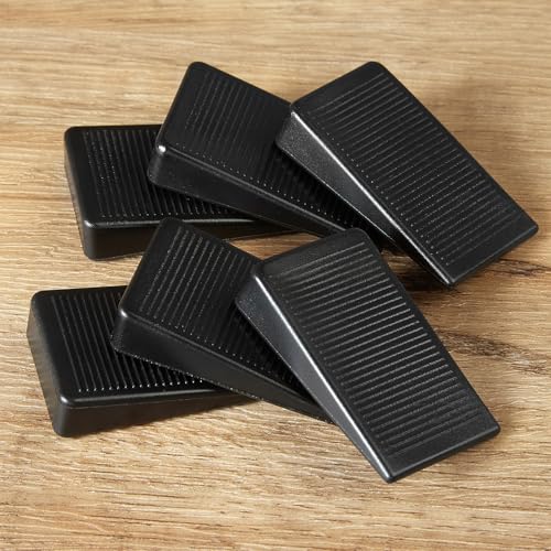 Image of 6-Pack Black Shims for Leveling Furniture & Toilet - Trimmable Hard Plastic Wedges with Non-Slip Texture, Table Stabilizers & Wobble Wedges Rubber Type Levelers for Door, Table