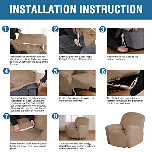 image for H.VERSAILTEX Stretch Recliner Slipcovers 1-Piece Modern Rich Velvet Pl