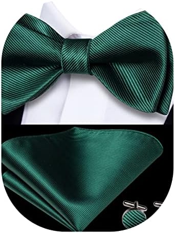 Dubulle Mens Silk Paisley Stripe Multi Color Self-Tied Bowtie and Pocket Square Cufflinks Bow Tie Wedding Business