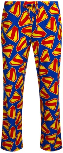 Mens Pajama Pants - Justice League Superman Batman The Flash Cyborg Cozy PJ Pants Sleepwear for Men (Sizes: S-XL)