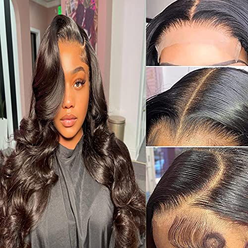 5x5 HD Lace Closure Wigs for Black Women Human Hair 150% Density Body Wave 5x5 Transparent Lace Front Wig Pre Plucked with Baby Hair Body Wave 5x5 Lace Closure Wig Soft and Smooth True to Length Natural Black Color 22inch