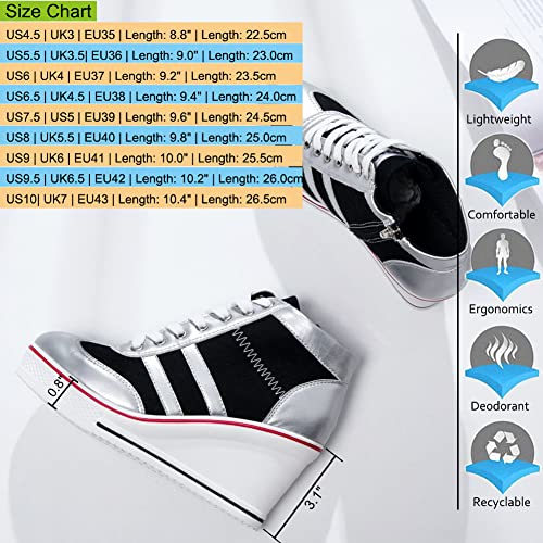 Mei MACLEOD Women Wedge Sneakers Platform Wedge High Heel Sneakers Ankle Booties Casual Canvas Shoes2