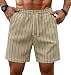 Sailwind Mens Striped Casual 7" Shorts Summer Beach Elastic Waist Drawstring Shorts with Pockets Khaki