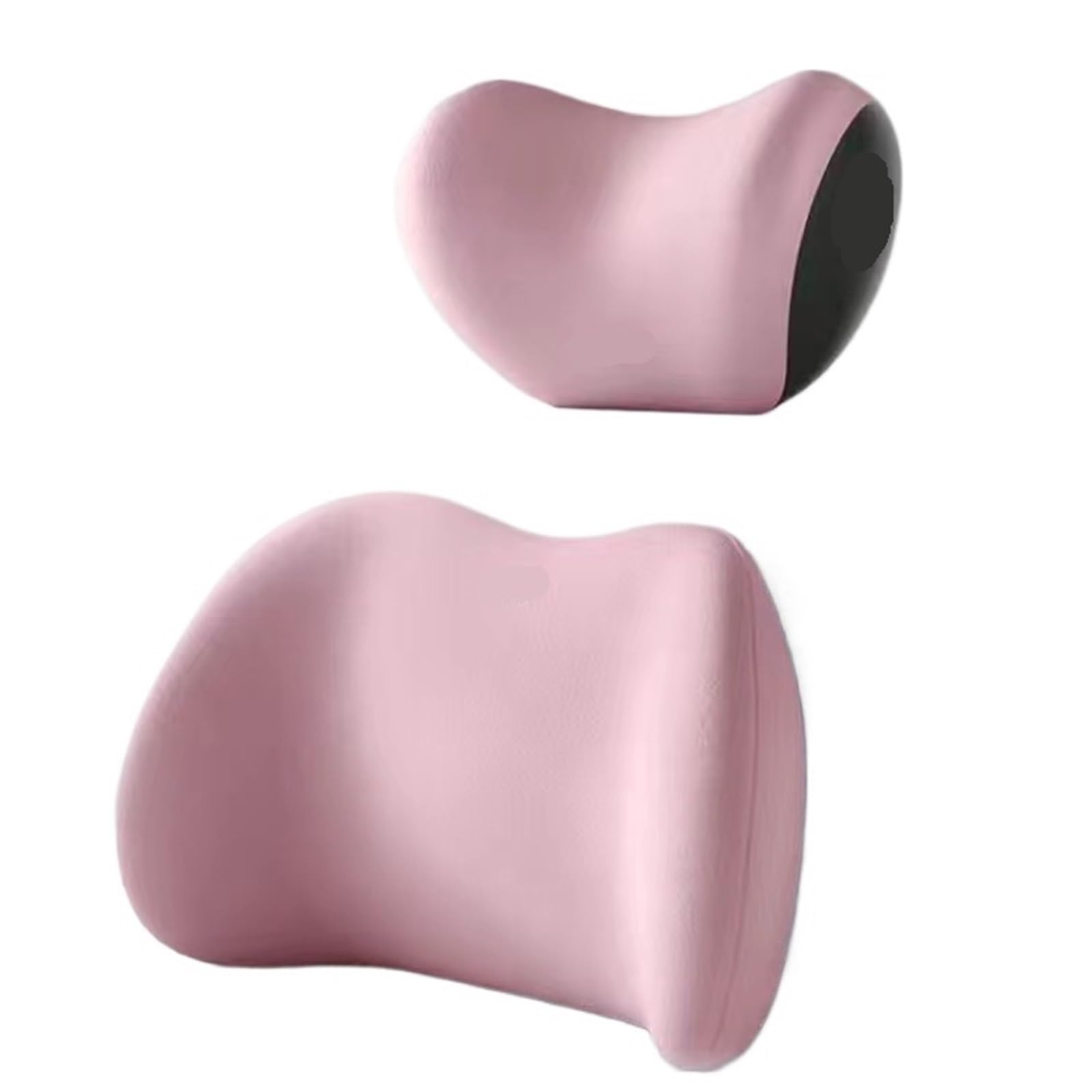 KVSWBRE Car Seat Pillow Car Headrest, Lumbar Support, Shoulder Pillow,Memory Cotton Waist Backrest Cushion(Set Pink)