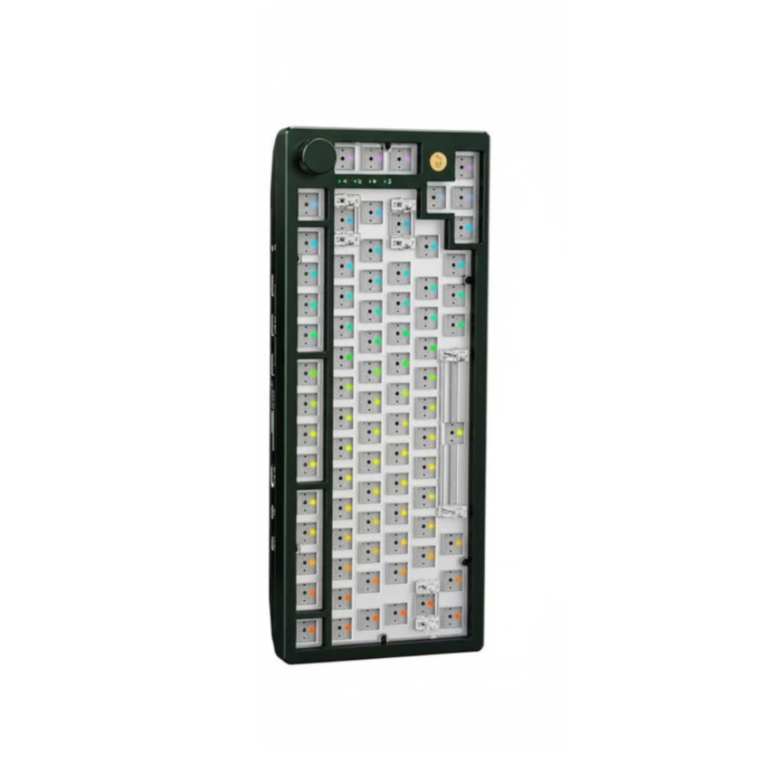 Clavier Mécanique Kit 75 pour Jeu Bureau Saisie Châssis Aluminium CNC Finition Anodisée Hub Vidéo 4K USB 3.0 Lecteur TF Connexion Sécurisée par, Dark Green